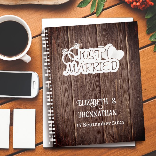 Rustikales Holz White Just Married Elegante Hochze Planer (Von Creator hochgeladen)