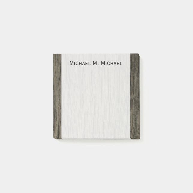 rustikales Holzaussehmuster + Individuelle Name An Post-it Klebezettel (Vorderseite)