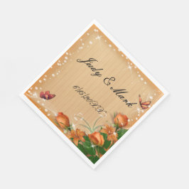 Rustikales Holzblumen-Schmetterling Hochzeitspapie Serviette