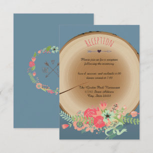 Rustikales Holzblumenstrauß - Empfangseinladung Einladung