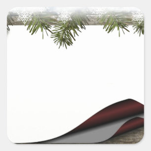 Rustikales hölzernes Weihnachten oder Winter-Druc Quadratischer Aufkleber