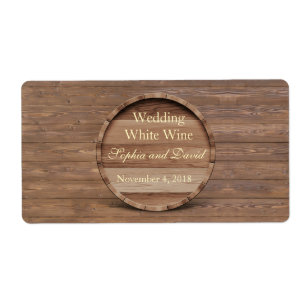 Rustikales Holzfass-Hochzeitweinlabel