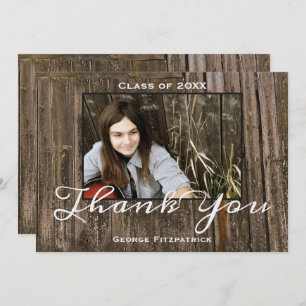 Rustikales Holzfoto-Template High School Abschluss Dankeskarte