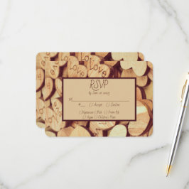 Rustikales Holzherz RSVP Karte