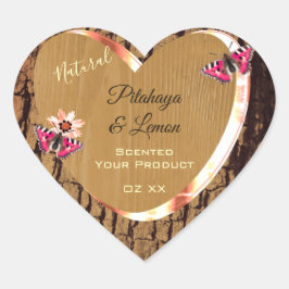 Rustikales Holzkörnchen Naturbaumkäseretiketten Herz-Aufkleber