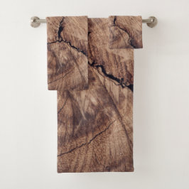 Rustikales Holzkörndesign Badhandtuch Set