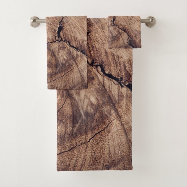 Rustikales Holzkörndesign Badhandtuch Set (Insitu)