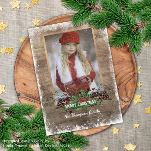 Rustikales Holzkornmuster Saisongrüße Feiertagskarte