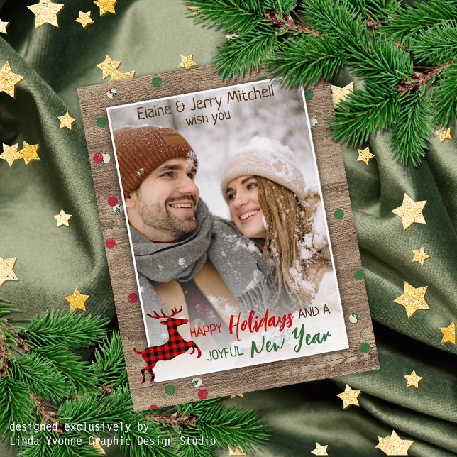 Rustikales Holzkornmuster Saisongrüße Postkarte (Von Creator hochgeladen)