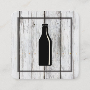 Rustikales Holzquadrat-Element Bier-Symbol Quadratische Visitenkarte