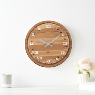 Rustikales Holzschild Große Wanduhr