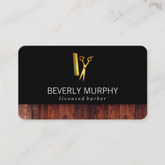 Rustikales Holzschwarz mit goldenem Schafskopf Visitenkarte (Vorderseite)