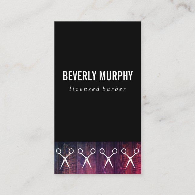 Rustikales Holzschwarz mit Shears-Muster Visitenkarte (Vorderseite)