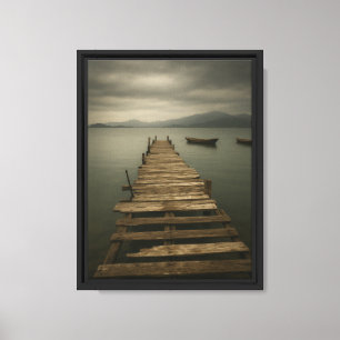 Rustikales Holzsteg Blick auf den See Kunst, Dicht Leinwanddruck