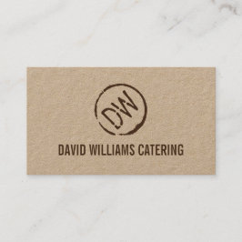Rustikales holzverbranntes Monogramm auf Kraft Visitenkarte