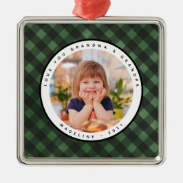 Rustikales Homespun Country Foto Großeltern Ornament Aus Metall