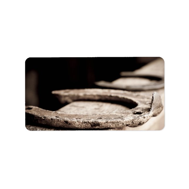 Rustikales Horseshoe Adressaufkleber (Vorne)