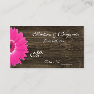 Rustikales Hot Pink Gerber Daisy Wedding Platzkart Platzkarte