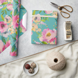 Rustikales Hübsch rosafarbenes Baby-Duschgeschenk Geschenkpapier