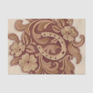 rustikales Hufeisencowgirl-Westernland mit Blumen Seidenpapier