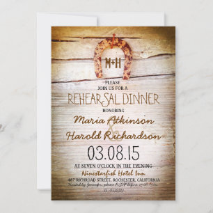 rustikales Hufeisenholz Probe Dinner Einladung