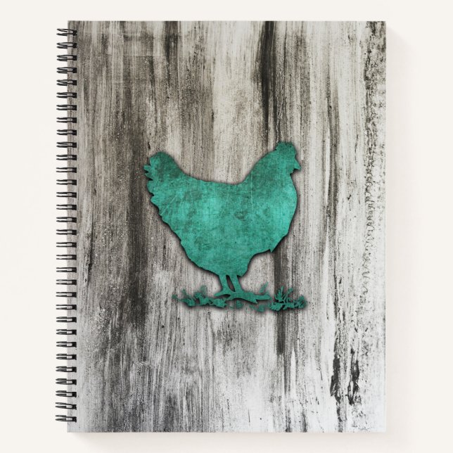 Rustikales Huhn (blau) Notizbuch (Vorderseite)