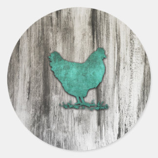 Rustikales Huhn (blau) Runder Aufkleber