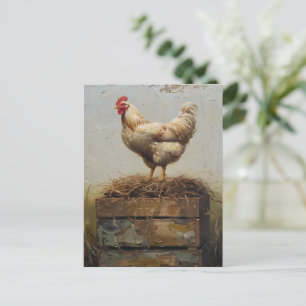 Rustikales Huhn und Nest Postkarte