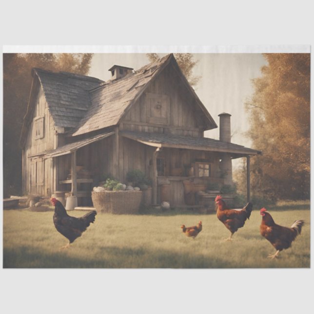 Rustikales Hühnerdekouapge 18 lbs Seidenpapier (Vorderseite)