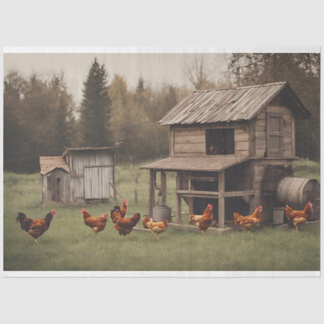 Rustikales Hühnerdekouapge 18 lbs Seidenpapier (Vorderseite)