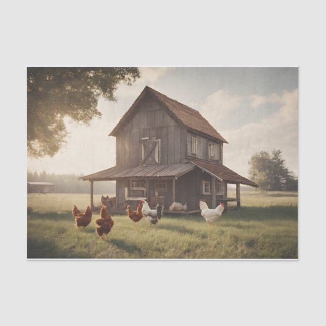 Rustikales Hühnerdekoupage 10lbs Seidenpapier (Vorderseite)