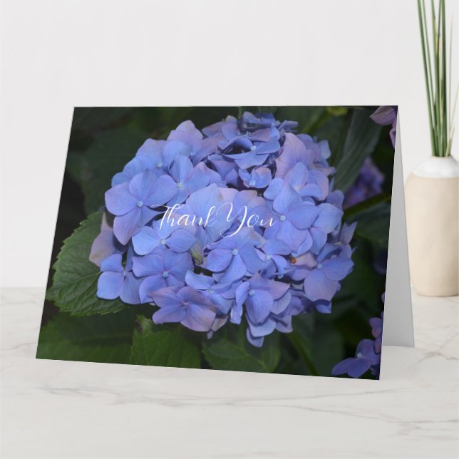 Rustikales Hydrangea Lila Dankeskarte (Vorderseite)