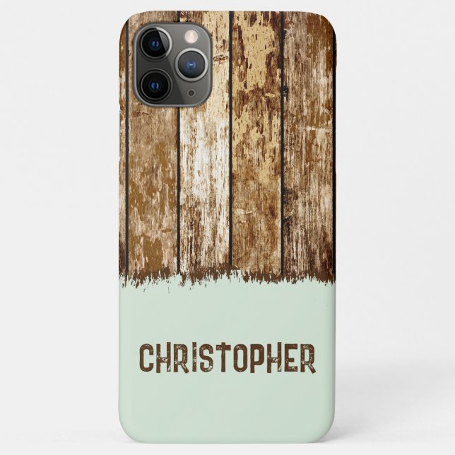 Rustikales Imitat Holz verleiht braun und grün Case-Mate iPhone Hülle (Rückseite)