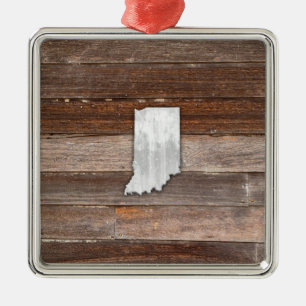 Rustikales Indiana auf braunen Brettern Ornament Aus Metall
