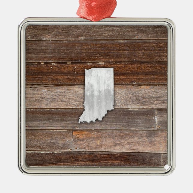 Rustikales Indiana auf braunen Brettern Ornament Aus Metall (Vorne)