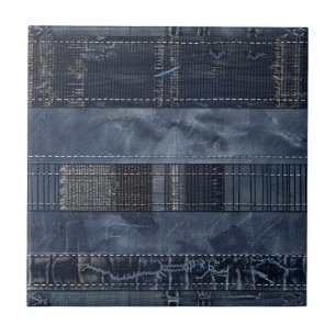 Rustikales Indigo-Denim-Patchworkmuster Fliese