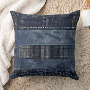 Rustikales Indigo-Denim-Patchworkmuster Kissen