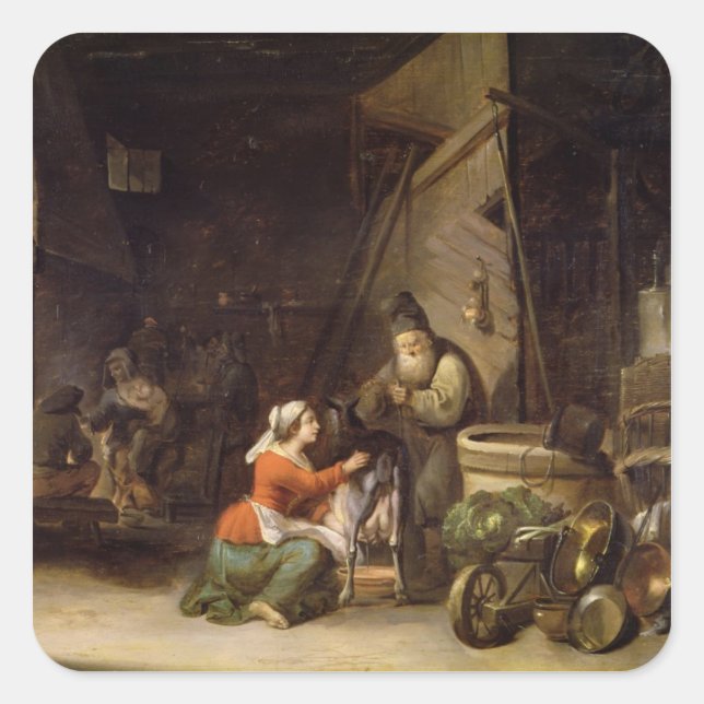 Rustikales Inneres Quadratischer Aufkleber (Vorderseite)