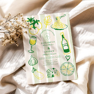 Rustikales italienisches Essen Hochzeit Wasserfarb Einladung