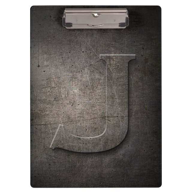Rustikales J Monogramm-Klemmbrett des Metall Klemmbrett (Vorderseite)