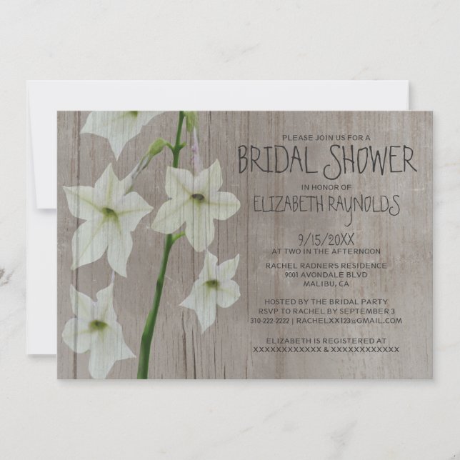 Rustikales Jasmine Bridal Einladungen (Vorderseite)
