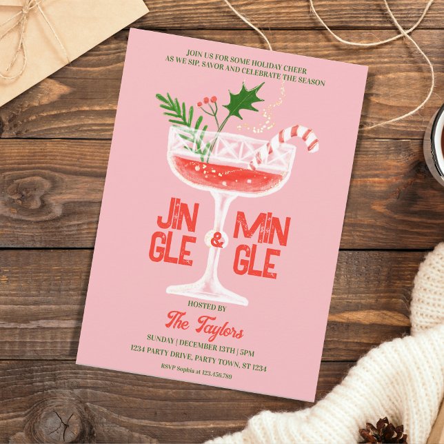 Rustikales Jingle und Mingle Christmas Cocktail Pa Einladung (Von Creator hochgeladen)