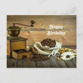 Rustikales Kaffee-Grinder-Foto Geburtstag Postkarte