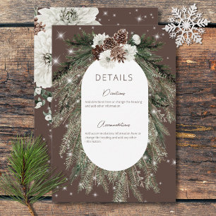Rustikales Kakao Pine Winter Sparkone Details Begleitkarte