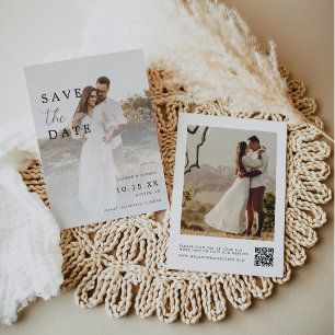 Rustikales kalligrafisches Foto Qr Code Hochzeit Save The Date