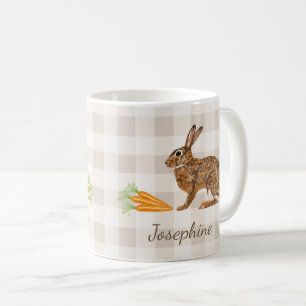 Rustikales Kaninchen und Karotten mit Namen Beige  Kaffeetasse