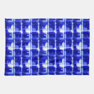 Rustikales kariertes Blau trägt Küchentuch