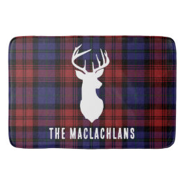 Rustikales Kariertes Burgund Lila Familienname Tar Badematte