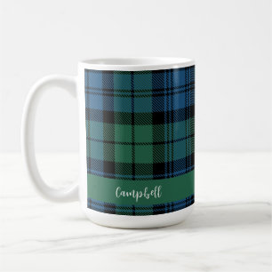 Rustikales Kariertes Campbell Tartan-Skript Kaffeetasse