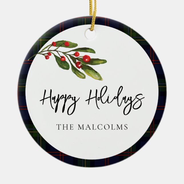 Rustikales Kariertes Foto Classic Tartan Keramik Ornament (Vorne)
